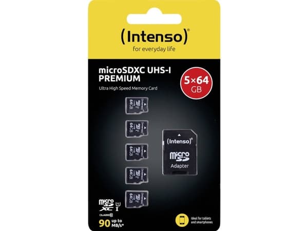 Intenso 3423595, 64 GB, MicroSD, Class 10, UHS-I, 90 MB/s, Class 1 (U1)