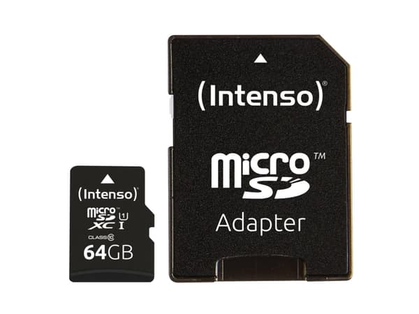 Intenso 3423595, 64 GB, MicroSD, Class 10, UHS-I, 90 MB/s, Class 1 (U1)