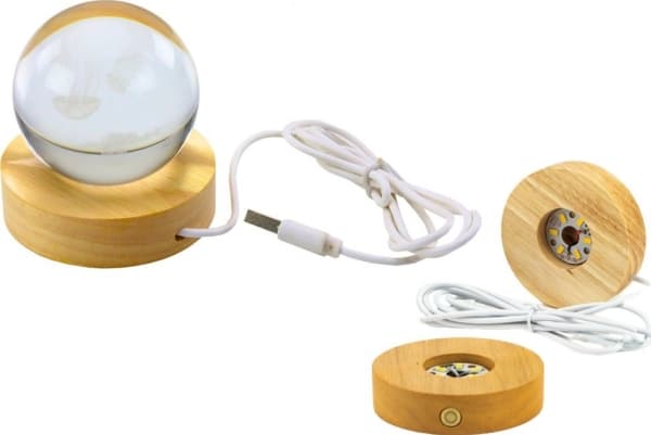 LeanToys Luminous 3D kristallipallo meduusa lamppu puinen jalusta