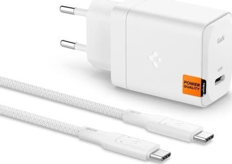 Spigen Spigen ArcStation Pro GaN-651 - USB-C PD 3.0 PPS 65W laturi + USB-C-kaapeli (valkoinen)