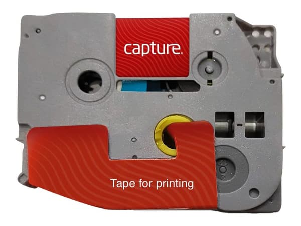 Capture - Nylon - svart på rødt - Rull (1,2 cm x 8 m) 1 kassett(er) hengeboks - laminert teip (alternativ for: Brother TZE431)