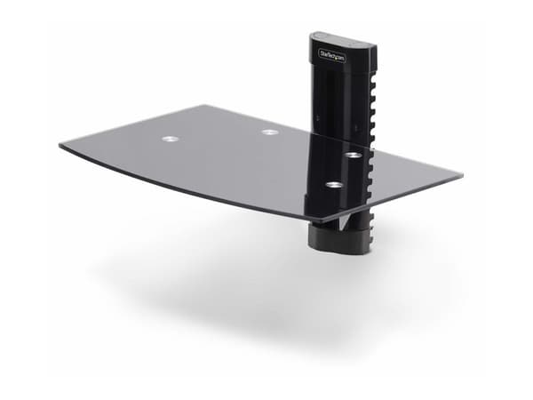 StarTech.com Floating Wall-Mounted AV Shelf, Adjustable Height Shelf For Under TV, Organize A/V Equipment On Black Tempered Glass Shelf - Hylle - for