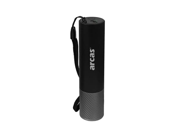 Pocket flashlight 3W, rechargeable USB-C, black, ARCAS