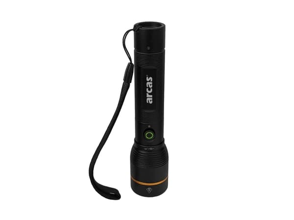 Pocket flashlight 10W, rechargeable USB-C, black, ARCAS