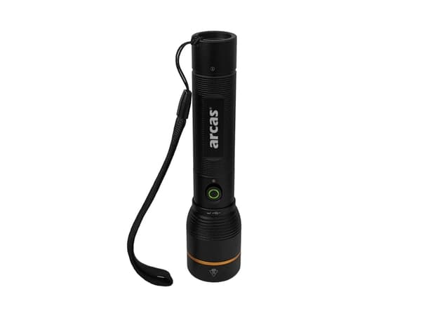 Pocket flashlight 10W, rechargeable USB-C, black, ARCAS