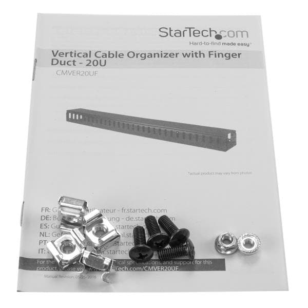StarTech.com Vertikal kabelorganiserare med fingerkanaler - 0U - 91 cm