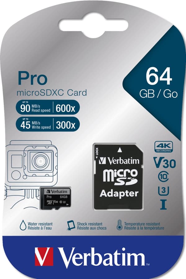 Verbatim Pro 64 GB MicroSDXC UHS Klass 10
