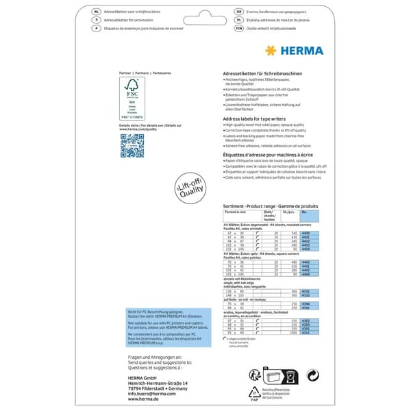 HERMA 4442 adressetiketter Vit