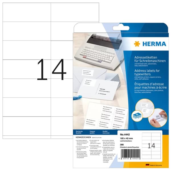 HERMA 4442 adressetiketter Vit
