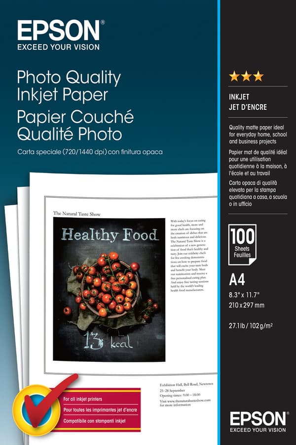 Epson Photo Quality Inkjet Paper - A4 - 100 ark