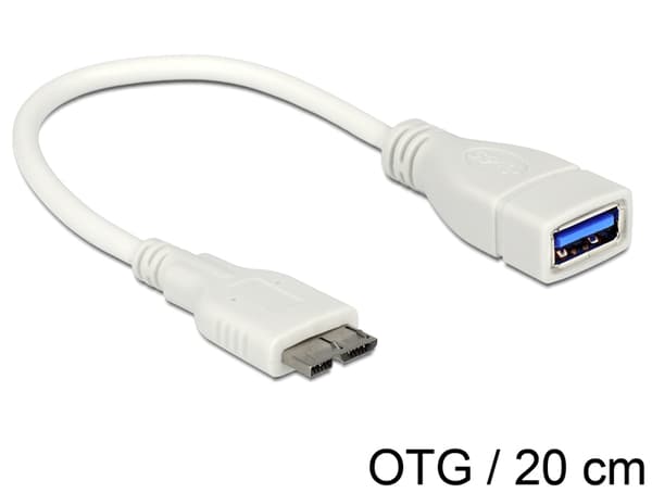 DeLOCK 0.2m, Micro USB3.0-B - USB3.0-A USB-kablar USB 3.2 Gen 1 (3.1 Gen 1) 0,2 m Micro-USB B USB A Vit