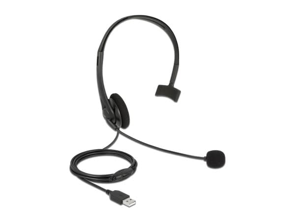 DeLOCK 27177 hörlur och headset Kabel Huvudband USB Type-A Svart