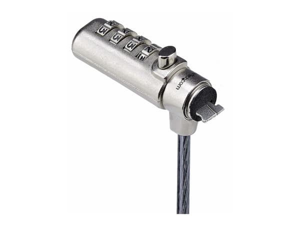 StarTech.com Slim Lock K-Slot Compatible, 6.6ft Combination Locking Cable - Sikkerhetskabellås - svart og sølv - 2 m - TAA-samsvar