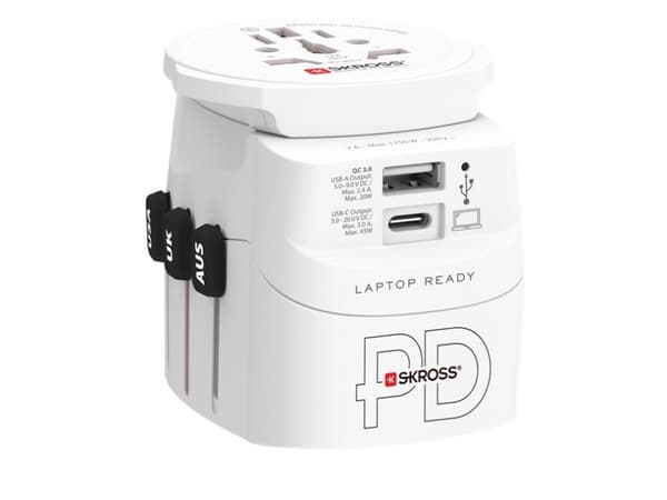 Världsreseadapter PRO Light USB AC45PD World PD 45W Jordad