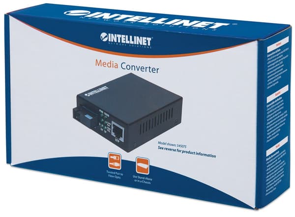 Intellinet 545068 mediakonverterare för nätverk 1000 Mbit/s Enkelläge Svart