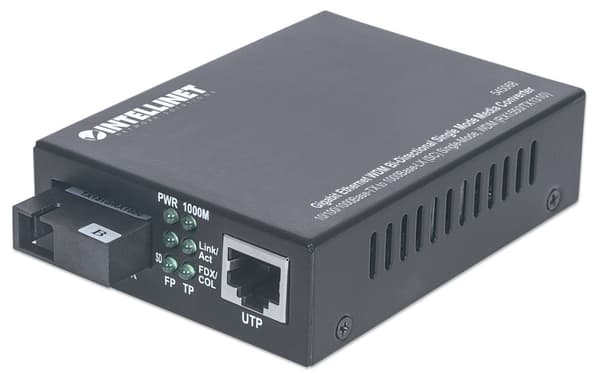 Intellinet 545068 mediakonverterare för nätverk 1000 Mbit/s Enkelläge Svart