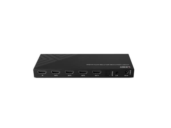 Lindy 38535, HDMI, 4x HDMI, 3,5 mm, 7680 x 4320 piksler, Sort, Metall