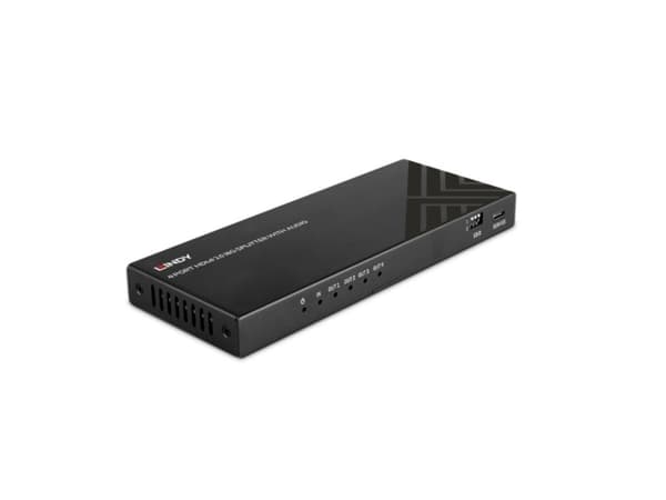 Lindy 38535, HDMI, 4x HDMI, 3,5 mm, 7680 x 4320 piksler, Sort, Metall