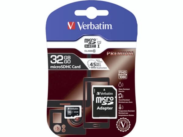 Verbatim - Flash-minneskort (microSDHC/SD-adapter ingår) - 32 GB - Klass 10 - microSDHC (44083)