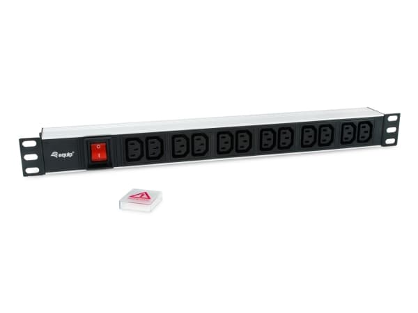 Equip 333318, Grunnleggende, 1U, Aluminium, Sort, Sølv, 12 AC-utganger, C13 kopling
