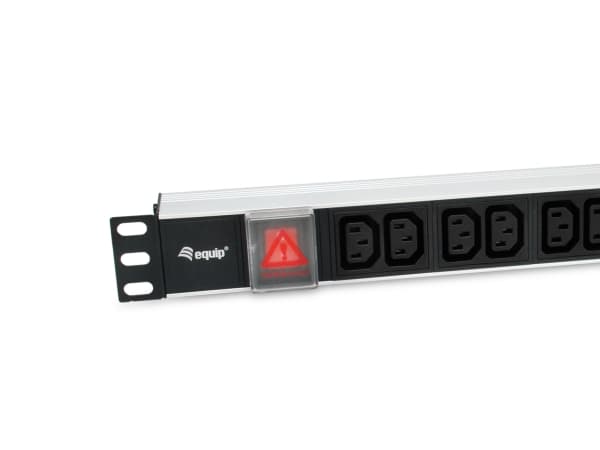 Equip 333318, Grunnleggende, 1U, Aluminium, Sort, Sølv, 12 AC-utganger, C13 kopling