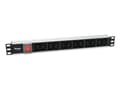 Miniatyrbilde 1 av 5: Equip 333318, Grunnleggende, 1U, Aluminium, Sort, Sølv, 12 AC-utganger, C13 kopling