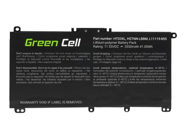 Green Cell - Batteri til bærbar PC (tilsvarer: HP HT03XL) - litiumpolymer - 3-cellers - 3550 mAh - svart - for HP 240 G7 Notebook, 245 G7 Notebook, 2