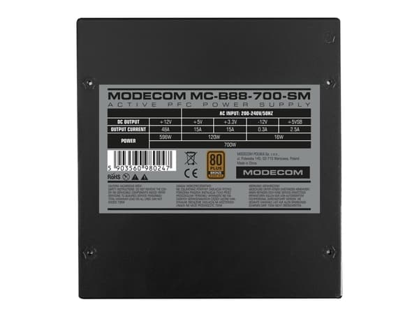 Modecom strømforsyning MODECOM MC-B88-700SM DATAMASKIN STRØMFORSYNING 80+ BRONSE 230V EU