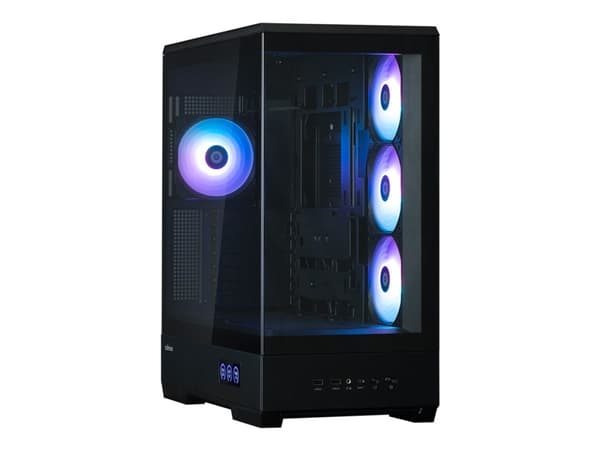 Zalman P50 DS - Mid tower - ATX - genomskinlig sidopanel (härdat glas) - ingen strömförsörjning (ATX) - svart - USB/ljud