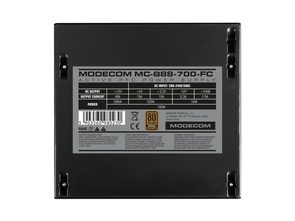 Modecom strømforsyning MODECOM MC-B88-700FC DATAMASKIN STRØMFORSYNING 80+ BRONSE 230V EU BULK