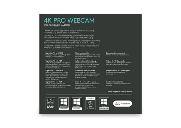 Logitech Brio webbkameror 13 MP 4096 x 2160 pixlar USB 3.2 Gen 1 (3.1 Gen 1) Svart