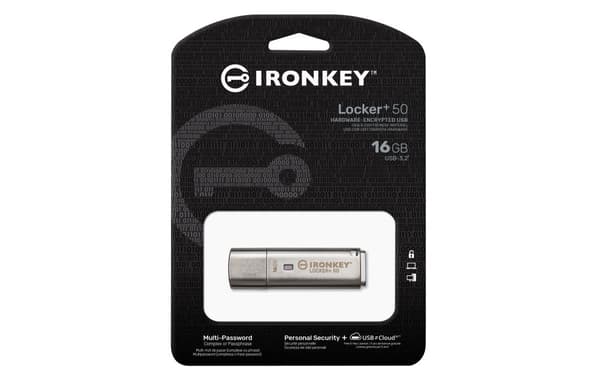 Kingston Technology IronKey Locker+ 50 USB-sticka 16 GB USB Type-A 3.2 Gen 1 (3.1 Gen 1) Silver