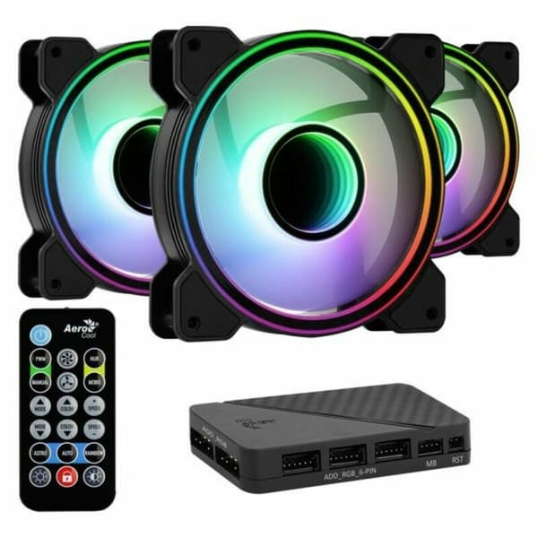 Lådfläkt Aerocool Mirage 12 ARGB Pro 12V Ø 12 cm (3 antal) (3 pcs) Svart