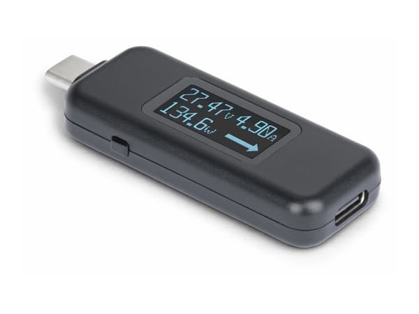 StarTech.com USB-C Power Tester, Bi-Directional Digital Voltage/Current - USB-C strömtester - digital multimeter, bi-directional - svart