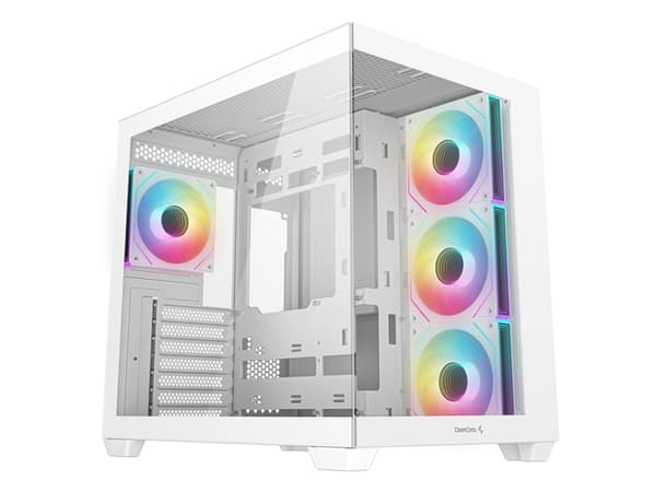 DeepCool - - genomskinlig sidopanel (härdat glas) - ingen strömförsörjning - USB/ljud Vit