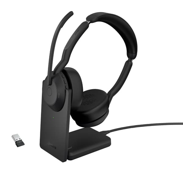 Jabra 25599-989-989 hörlur och headset Kabel & Trådlös Huvudband Kontor/callcenter Bluetooth Laddningsställ Svart