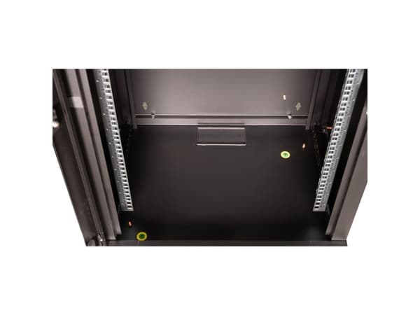 ROLINE 26.21.0178, Väggmonterad rack, 20U, Knapplås, Kuggskenor, 35 kg, Svart