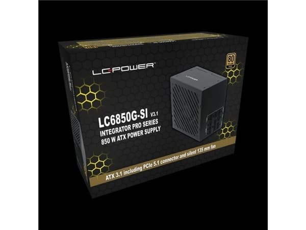 Strømforsyning 850W ATX LC6850G-SI V3.1 LC 135 mm vifte, 80Plus Gold, LCPower