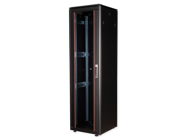 ROLINE 19-inch Network Cabinet Pro 42 U, 600x600 WxD Glass door black ...