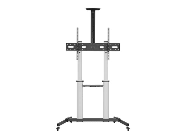 Manhattan TV & Monitor Mount, Trolley Stand, Screen Sizes: 60-100", Silver/Black, VESA 200x200 to 1000x600mm, Max 80kg, Height adjustable 1200 to 160