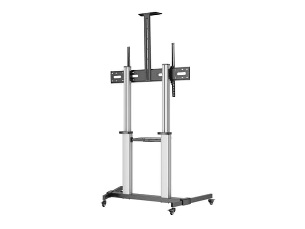 Manhattan TV & Monitor Mount, Trolley Stand, Screen Sizes: 60-100", Silver/Black, VESA 200x200 to 1000x600mm, Max 80kg, Height adjustable 1200 to 160