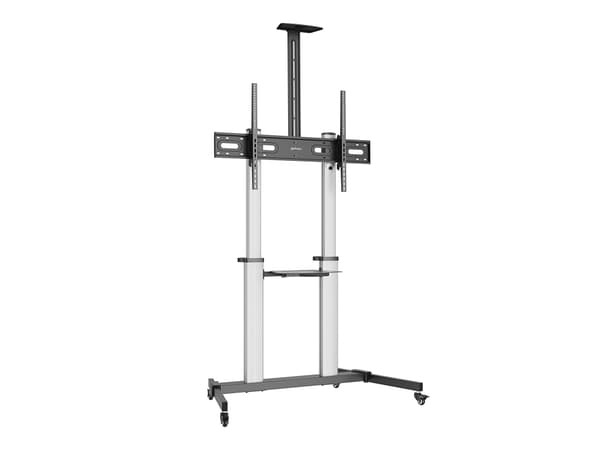 Manhattan TV & Monitor Mount, Trolley Stand, Screen Sizes: 60-100", Silver/Black, VESA 200x200 to 1000x600mm, Max 80kg, Height adjustable 1200 to 160