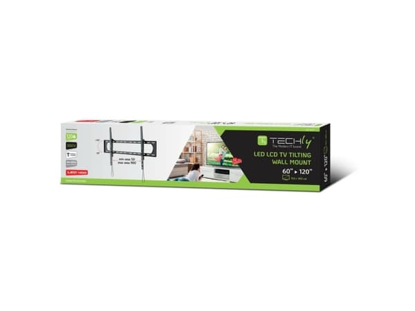 Techly ICA-PLB-369T, 3,05 m (120"), 50 x 50 mm, 900 x 600 mm, -10 - 10°, Stål, Svart