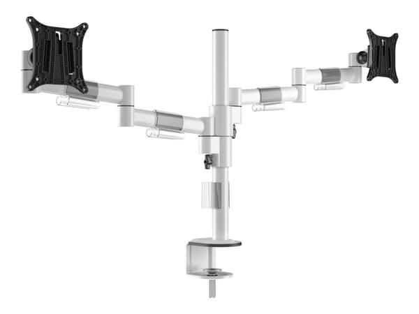 Multibrackets M Officeline - Monteringssett (skrivebordsklemmemontering, dobbel VESA-armmontering) - for 2 LCD-skjermer - stål - hvit - skjermstørrel