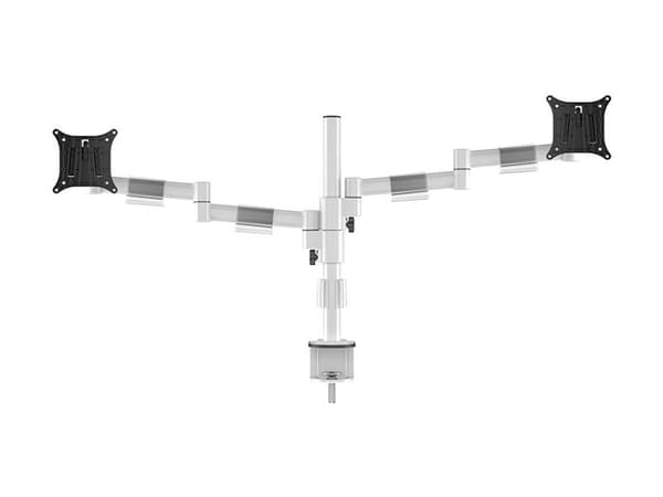 Multibrackets M Officeline - Monteringssett (skrivebordsklemmemontering, dobbel VESA-armmontering) - for 2 LCD-skjermer - stål - hvit - skjermstørrel