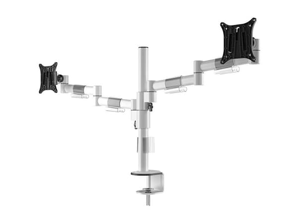Multibrackets M Officeline - Monteringssett (skrivebordsklemmemontering, dobbel VESA-armmontering) - for 2 LCD-skjermer - stål - hvit - skjermstørrel Hvit