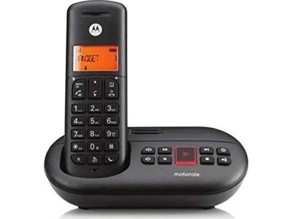 Motorola E211, DECT telefon, Trådløst håndsett, Høyttalertelefon, 50 oppføringer, Ringe-ID, Sort Sort