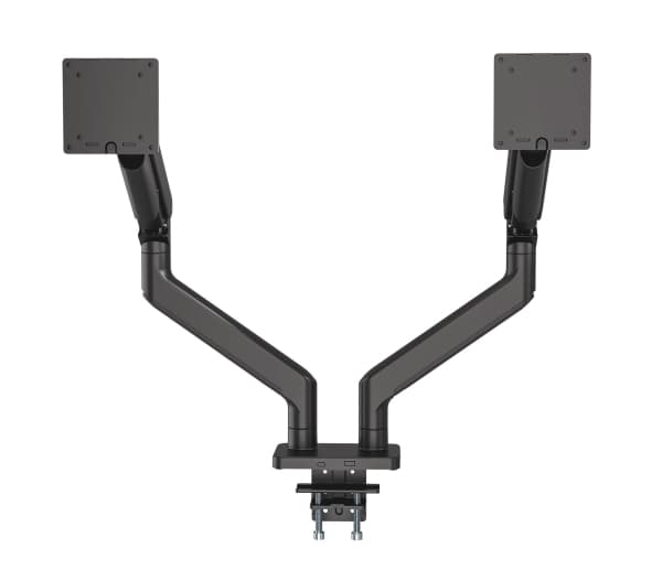 Manhattan TV & Monitor Mount, Desk, Full Motion (Spring), 2 screens, Screen Sizes: 13-45", Black, Clamp or Grommet Assembly, Dual Screen, VESA 75x75