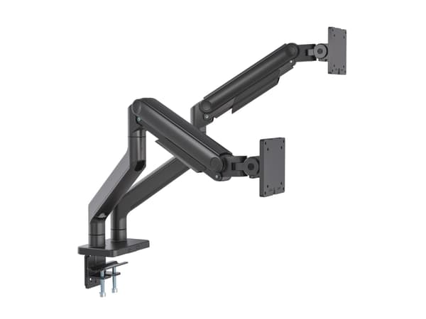 Manhattan TV & Monitor Mount, Desk, Full Motion (Spring), 2 screens, Screen Sizes: 13-45", Black, Clamp or Grommet Assembly, Dual Screen, VESA 75x75