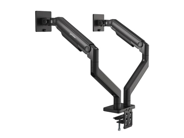 Manhattan TV & Monitor Mount, Desk, Full Motion (Spring), 2 screens, Screen Sizes: 13-45", Black, Clamp or Grommet Assembly, Dual Screen, VESA 75x75